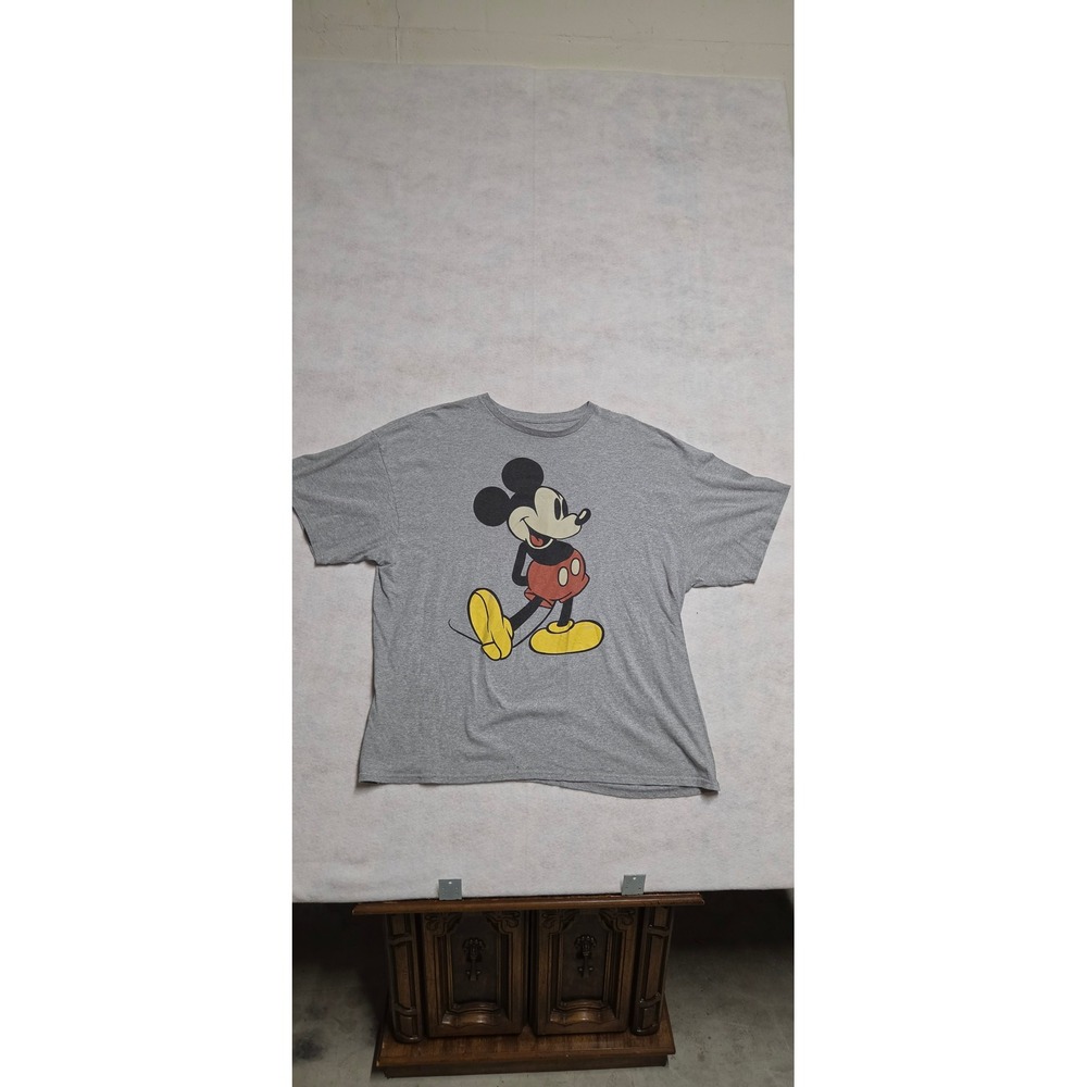 Disney Mickey Mouse Graphic T-Shirt 3XL Gray Short Sleeve Crew Neck Tee